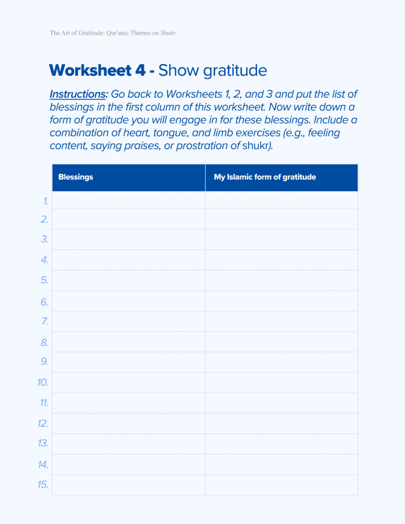 Worksheet 4 - Show gratitude - The Art of Gratitude