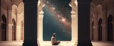 Muslim visualizing the celestial sky on the night of Laylat al-qadr